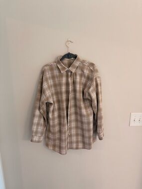 vestique Beige Plaid Button-Down Shirt